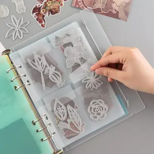 10 Sheet 4-Pocket A5 Size 6 Hole Binder Pockets Inserts Waterproof PVC Clear Protectors for Cutting Dies Stamps Stencil Craft Storage