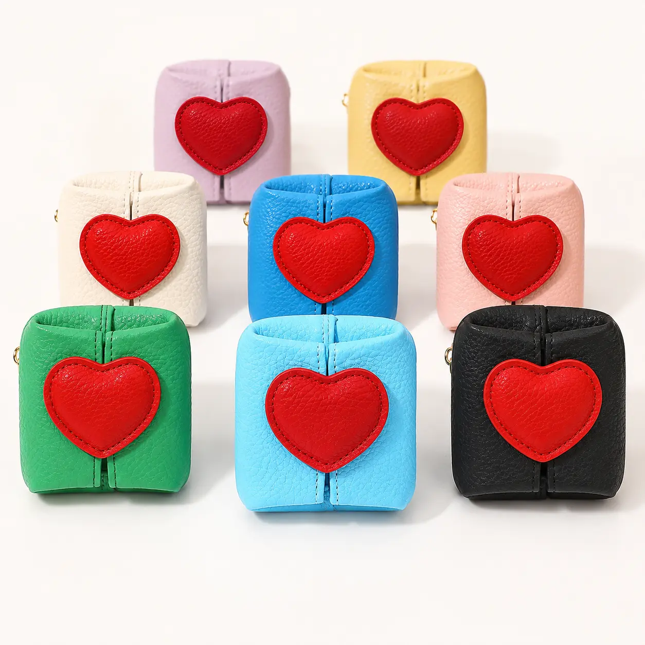 Heart-shaped Women's Card Coin Pouch - Casual Trendy Leather Ladies Wallet with Lychee Pattern, Buckle, Coin Pocket, Daily Wallet for Keys & Earphones, Women's Gift, Casual Trendy Wallet