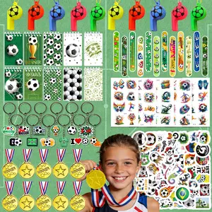 2026 World Cup Football-Themed Party Decor Kit: Stickers Keychains Gift Box Festive Decorations Small Medals Whistles Wristbands