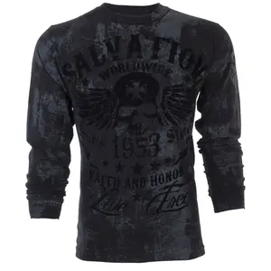 Archaic by Affliction Men's Long Sleeve Thermal Shirt BLACK TIDE Crewneck