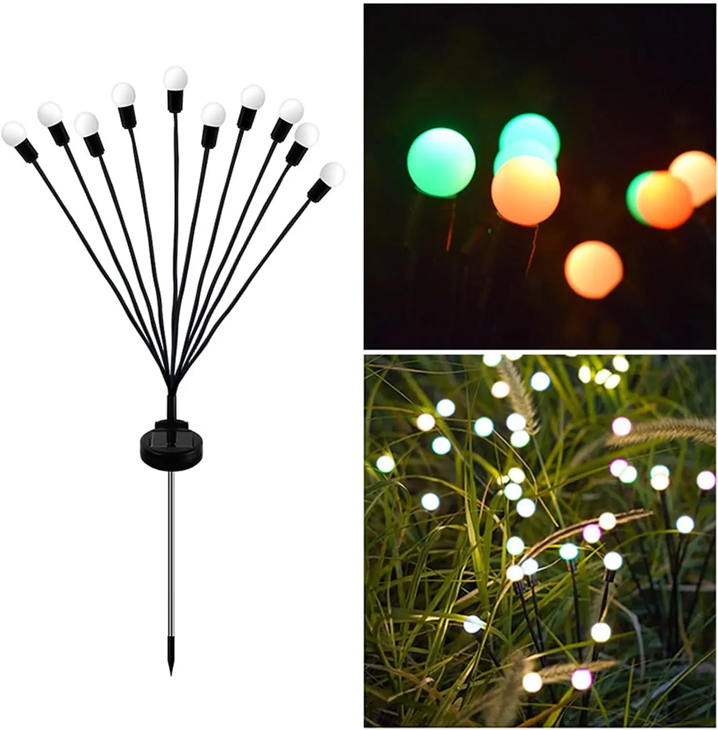 2/4 Pcs Solar Garden Lights Outdoor Waterproof, 10-Head Swaying Firefly Light,Outdoor Lamp Easy to Install Led for Courtyard Decoration