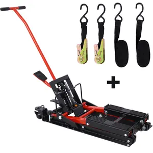 Hdmw Hydraulic Motorcycle Lift Jack, 1500 LBS Capacity ATV Scissor Lift Jack, Portable Motorcycle Lift Table with 4 Wheels, Hydraulic Foot-Operated Hoist Stand for Motorcycle ATV UTV with tie down