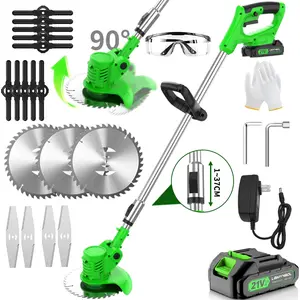 21V Portable Lawn Mower Multi-purpose Blade for Grass, Weeds And Bushes, 3 Blade Types, Adjustable Handle, Lightweight，Electric for Home Use，High-Capacity Lithium Battery, Suitable for Lawns, Gardens, Home Use, Birthday Gift for Father/Husband