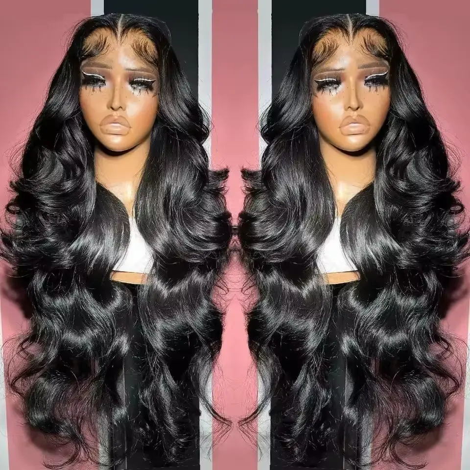 Bling Hair 34 36 Inch 13x6 HD Transparent Lace Frontal Wigs Human Hair 180 Density Brazilian Glueless Body wave 13x4 Lace Front Wigs Pre Plucked For Black Women, Glueless Wigs, Pre-Plucked Front Saves Styling Time