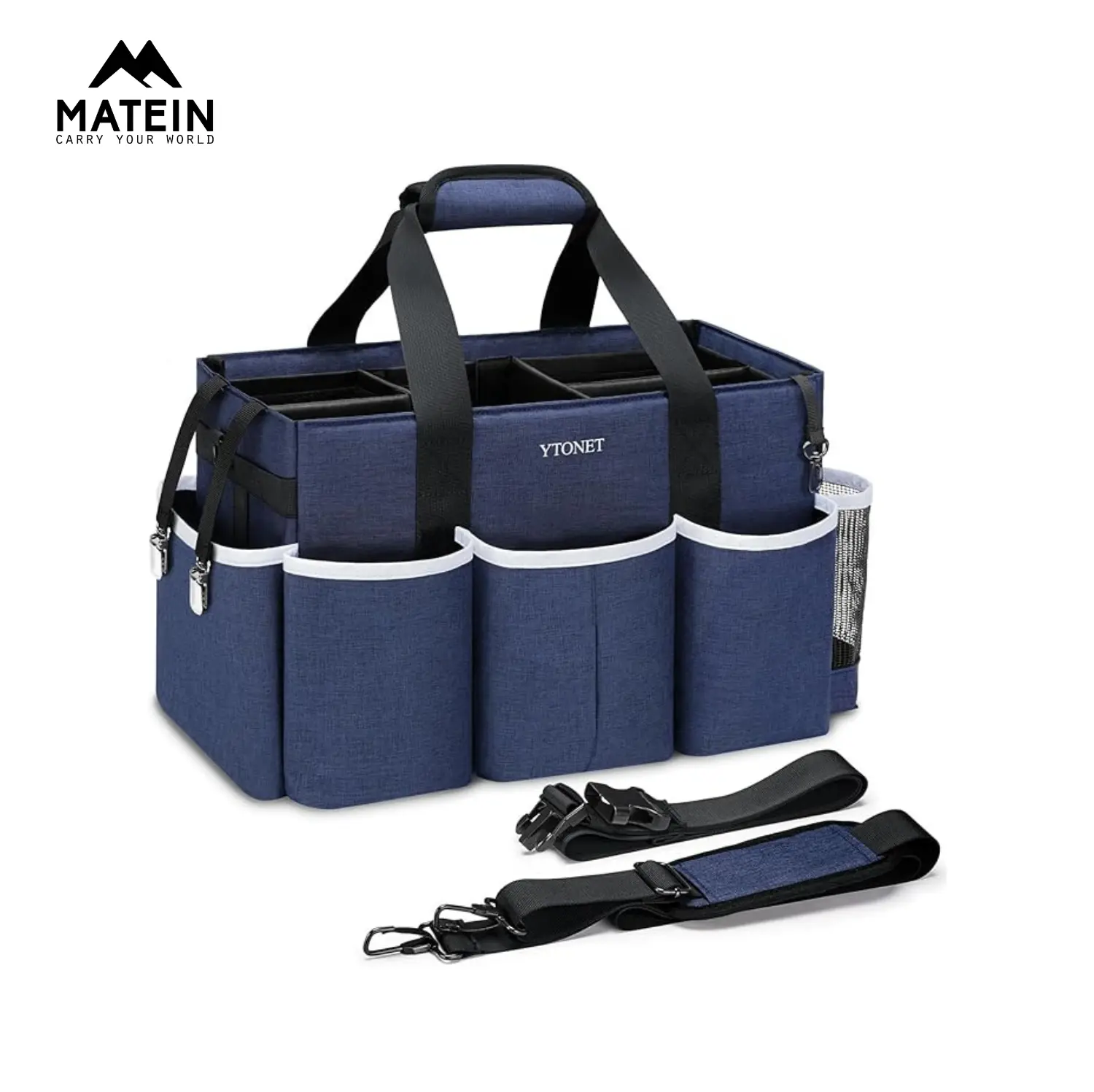 Ytonet Wearable Cleaning Caddy Organizer, Large Waterproof 900D Fabric Bag for Professional Cleaners with 4 Foldable Dividers, Adjustable Shoulder Strap & Detachable Waist Strap, Bag Organization, Cleaning Caddy Bag, 15" X 7.9" X 9.8" Summer Sale