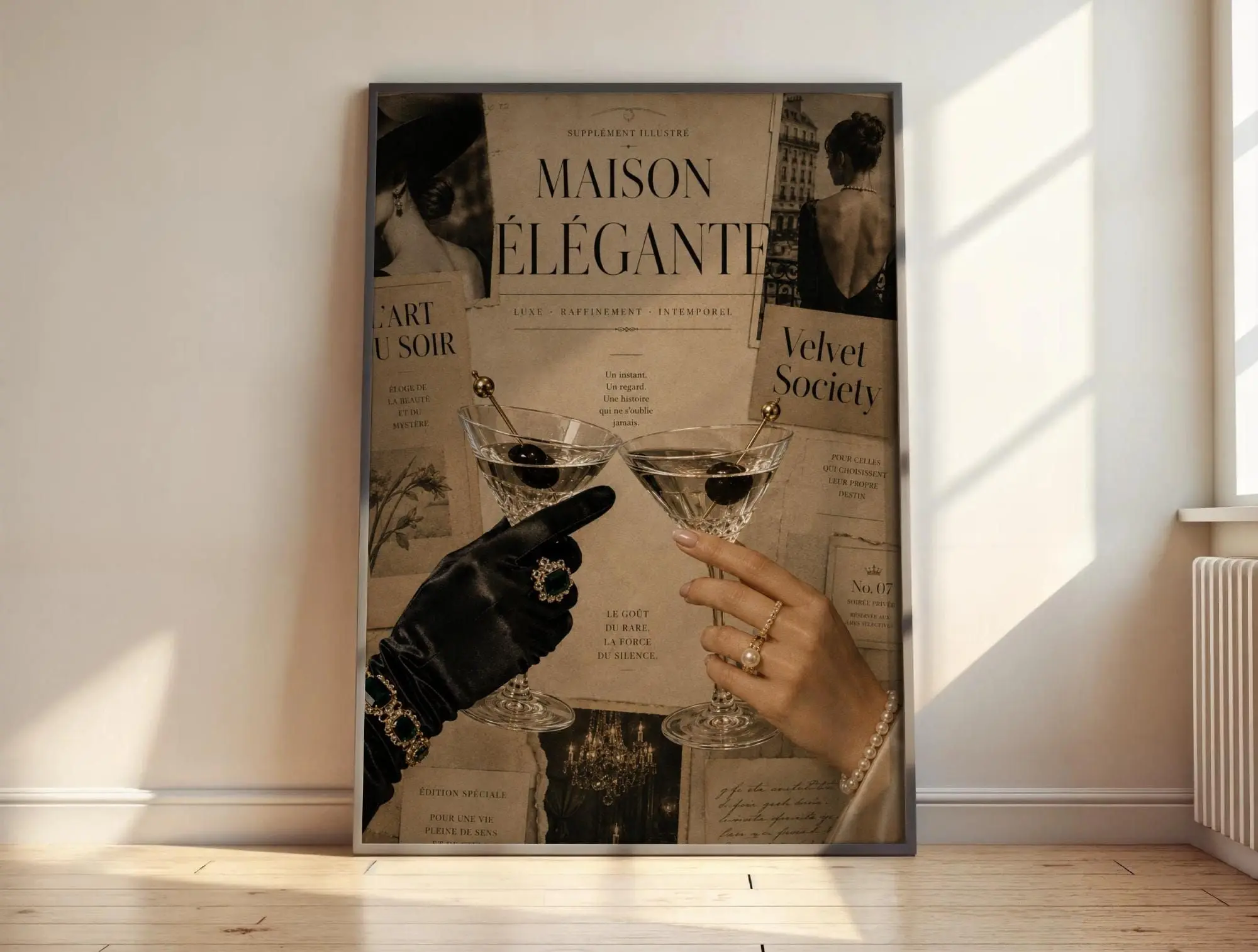 [SALE UP TO 40%] [Unframed] French Vintage Fashion Print, Parisian Cocktail Poster, Old Money Decor