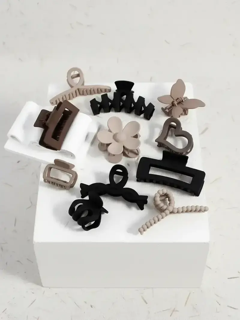 Women's Elegant Flower & Heart & Butterfly Design Hair Claws, 11pcs/set Trendy Mixed Style Non-slip Hair Claws, Casual All-match Hair Accessories for Women & Girls, Hairstyle Ideas, Flower Hair Clip, Prom Mom Hair Clip