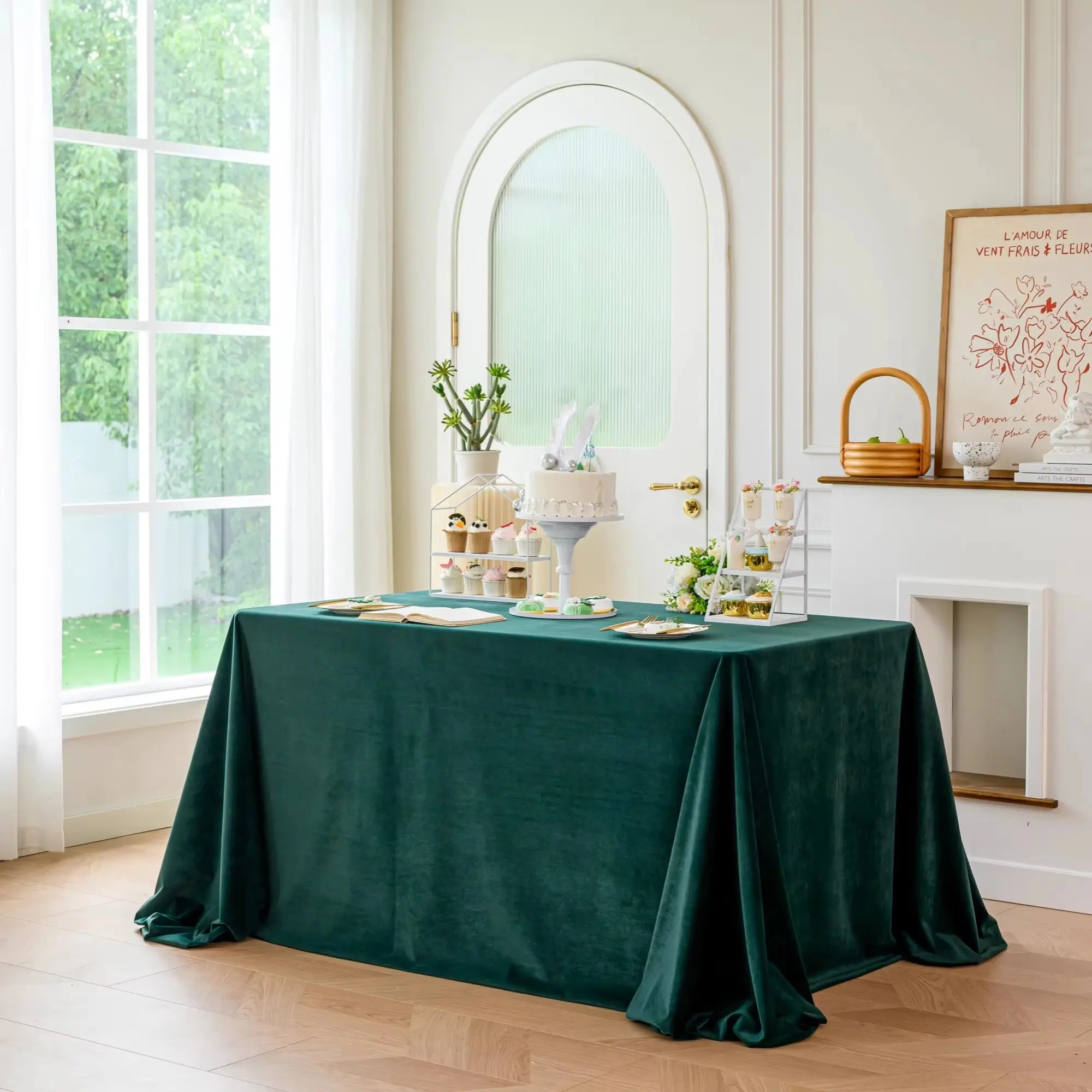 Rectangular Tablecloth for Conference Room, Company Events, Trade Shows, Business Hotels, Banquets, Sign-In Desk Cover, Fabric Dining Table Cloth, Picnic Table Cover