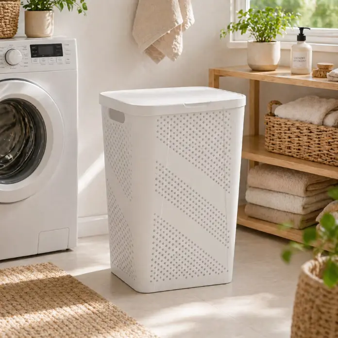 Laundry Basket with Perforated Design for Efficient Airflow and Organization in Your Home