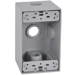212 MAIN Single Gang Deep Outlet Box - Hubbell Electrical DB50-3, Gray, Weatherproof, Outdoor Safe, Mounts Outlets