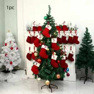 Knitted Letter Christmas Socks, Personalized Initial Stocking, Double-Sided Fireplace Hanging Sock, Holiday Party Decoration