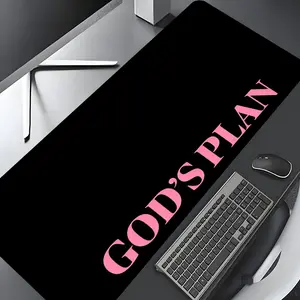 God's Plan Pink Typography Large Gaming Mouse Pad, Extended Mousepad, Washable Rubber Extended Desk Mat with Non-Slip Base, Girly Aesthetic Home Office Decor, Mouse Pads for Desk, Christian Gifts for Women
