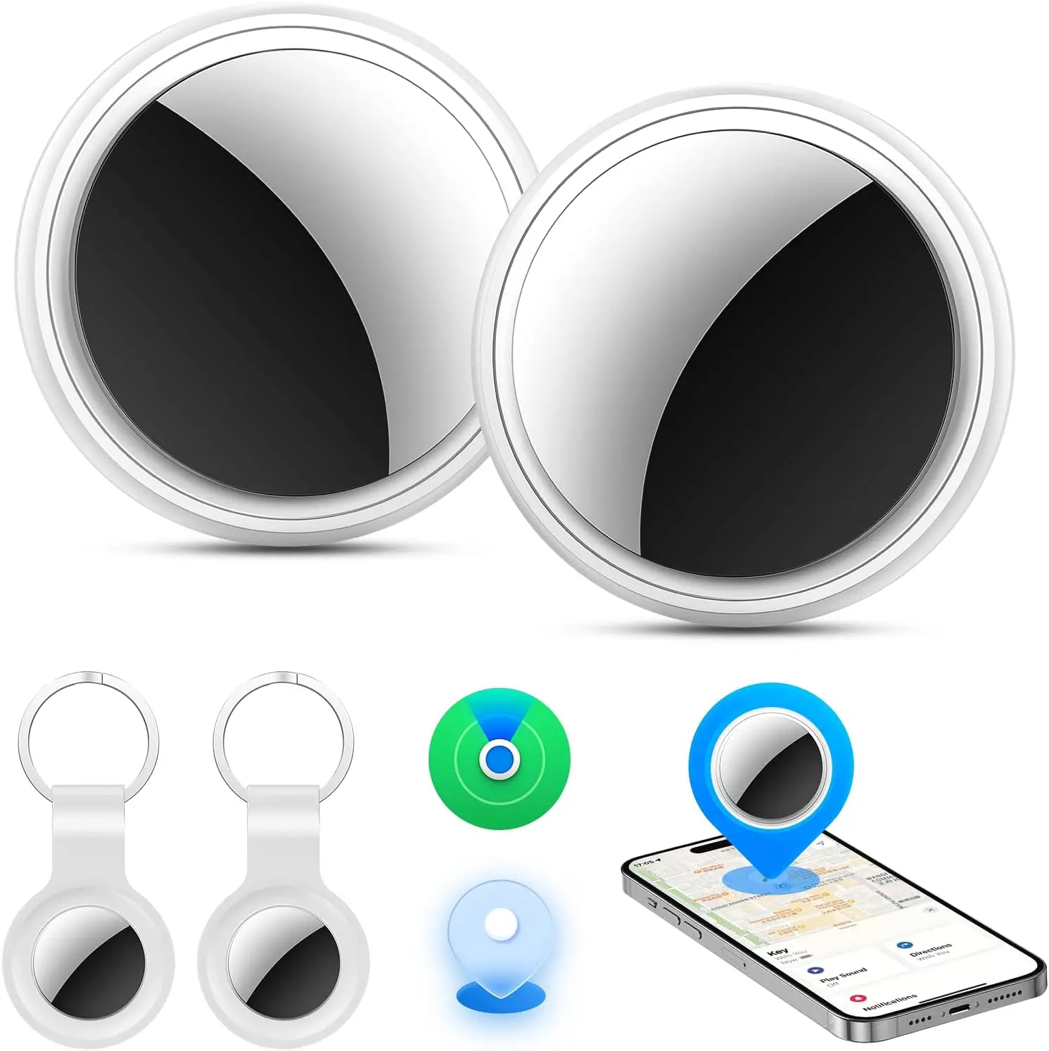 Bluetooth Smart Item Tracker Device - 2 Pack, MFi Certified GPS Finder Tag