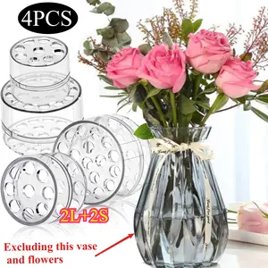 4PCTransparent Flower Arranger, Spiral Flower Arrangement Tool, Flower Bouquet Packaging Accessories, Spiral Flower Stem Holder Support, DIY Japanese Honeycomb Flower Arranger, Wedding Bouquet Kit