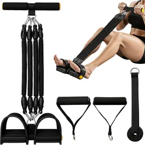 Pedal Resistance Band – Adjustable 4-Tube Sit-Up Pull Rope with Ergonomic Handles, Multifunctional Home Fitness Equipment for Full-Body Workout (Arms, Waist, Legs, Abdomen)