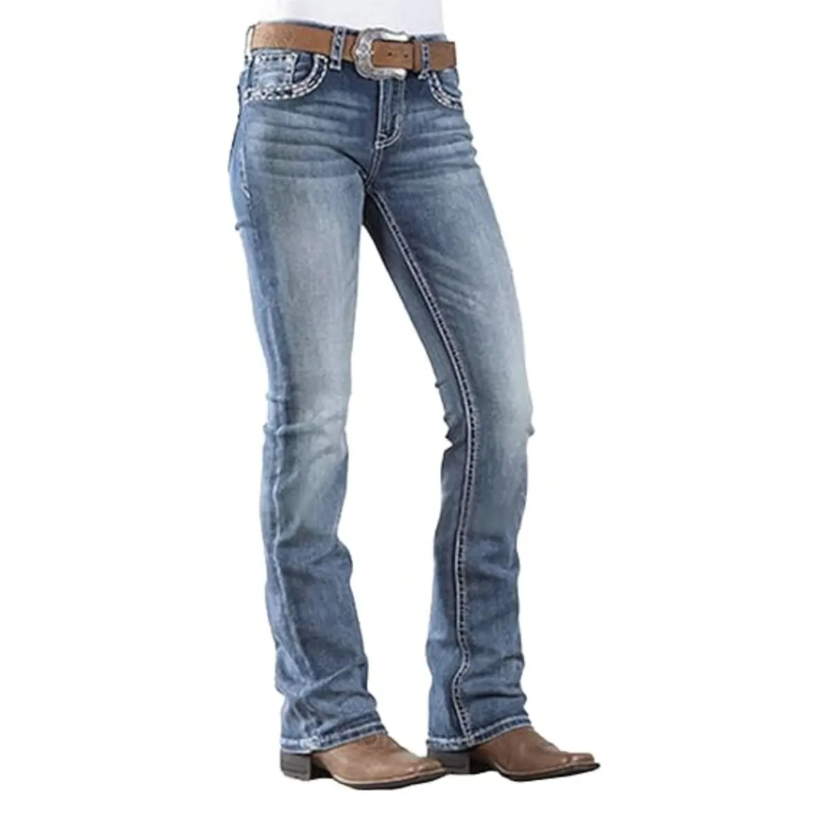 Morgan BlueMoment Women's 90s Western Vintage Bootcut Jeans Stretchy Mid Rise Low Rise Denim Pants Tummy Control BBL Cowgirls Retro