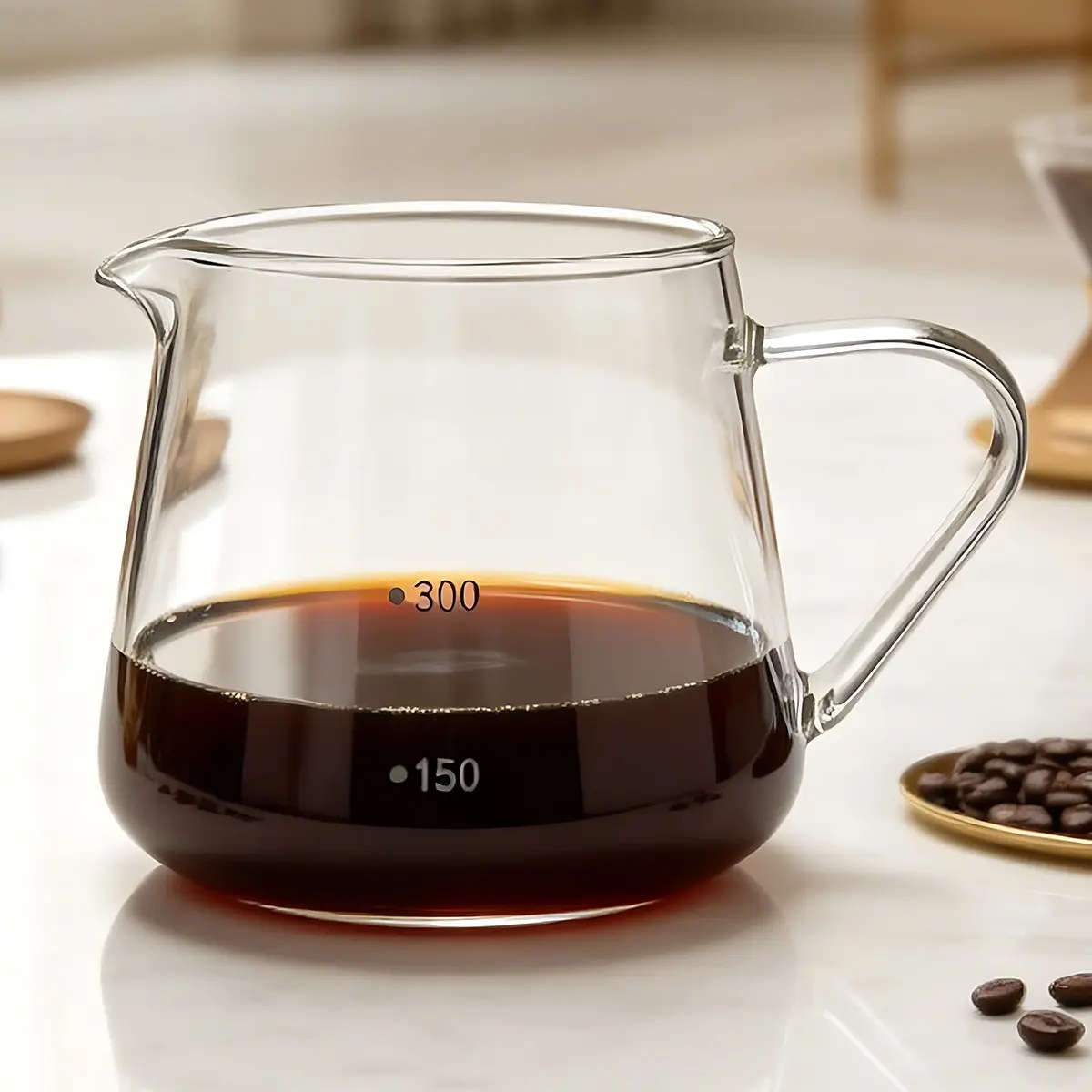 Glass Coffee Carafe 10/20oz Heat Resistant Borosilicate Coffee Server Clear Pour over Coffee Pot for Home Kitchen Office Café, Durable and Easy to Use