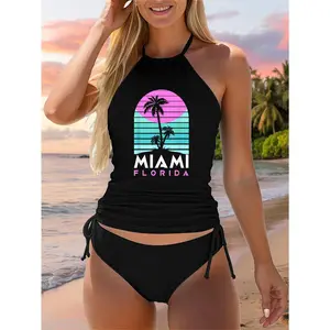 Miami Florida Souvenir Vintage 80s Vaporwave South Beach Two Piece Swimsuit