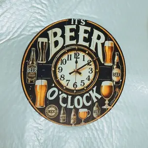 Vintage Aluminum Wall Art Clock, Easy to Install Unique Outdoor Decoration Sign, Humorous Time Theme, Home Bar Garden Coffee Shop Restaurant Barn Garage Patio Wall Decor Gift