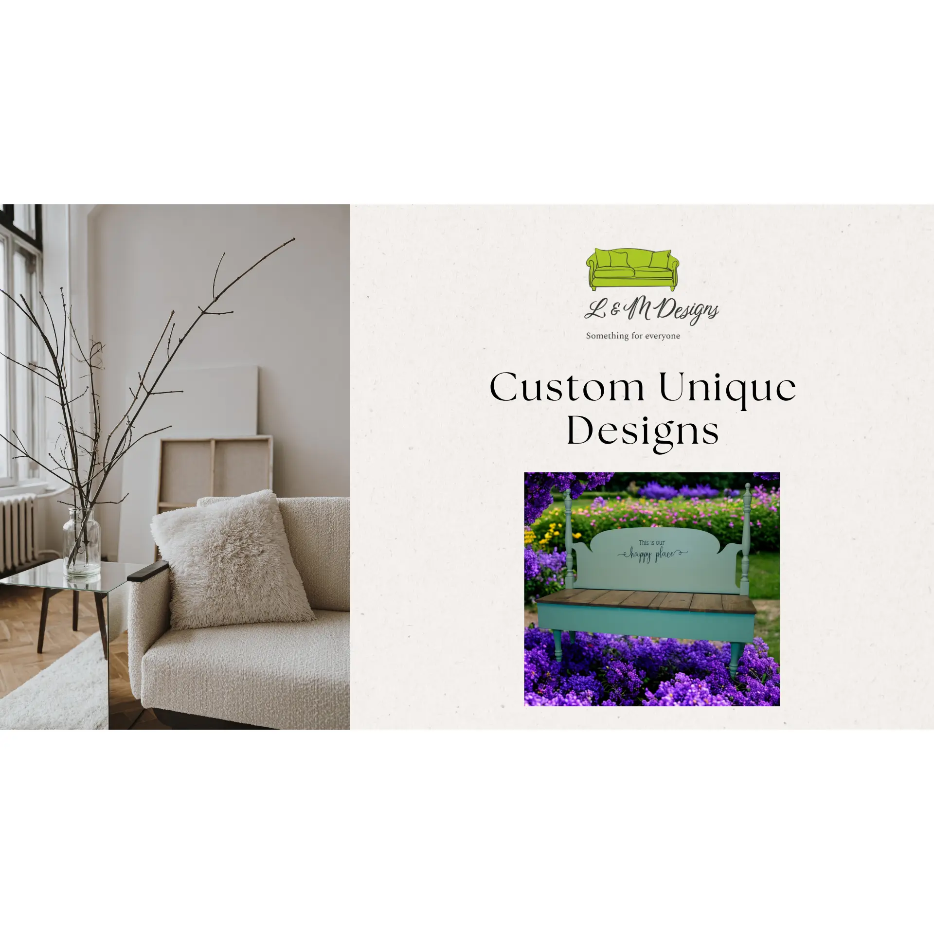 Custom 'This is our happy place' Headboard Garden Bench