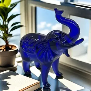 1pc Glass Elephant Figurine, Crystal Decor, Artistic Craft, Ideal for Living Room, Office, Opening, Housewarming Gift