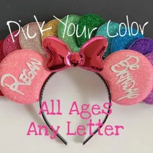 Customized ears,personalized minnie ears,birthday minnie ears,minnie elastic headband,headband with name,monogrammed,personalized gift,woman