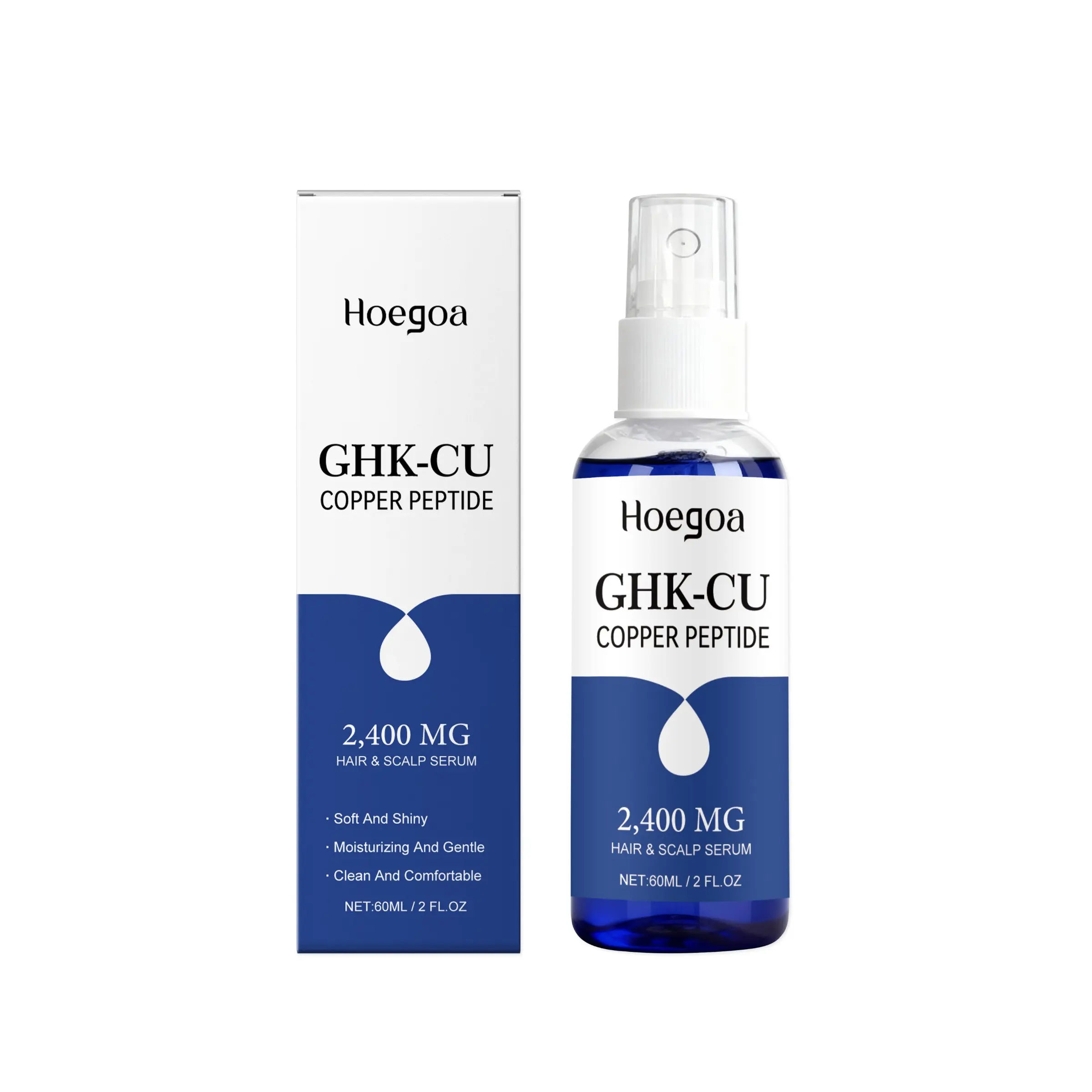 HOEGOA Copper Tripeptide-1 Scalp Serum, Hair Growth Treatment for Stronger Roots, Reduce Hair Loss & Anti-Split Ends, Lightweight Non-Greasy Daily Hair Care Serum for All Hair Types
