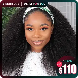 [Clearance Sale] Reshine Hair Afro Curly Headband Wigs Natural Looking 100% Human Hair Wigs For Beginners Easy To Go Headband Wig #dealsforyoudays