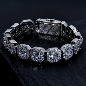Tennis Bracelet Hip Hop Jewelry Stainless Steel 5A CZ Diamond Cluster Chain Bracelet Party Club Street Valentine Festival Fashion Gift For Men Women Unisex Trendy Iced Out Bling Statement Accessories