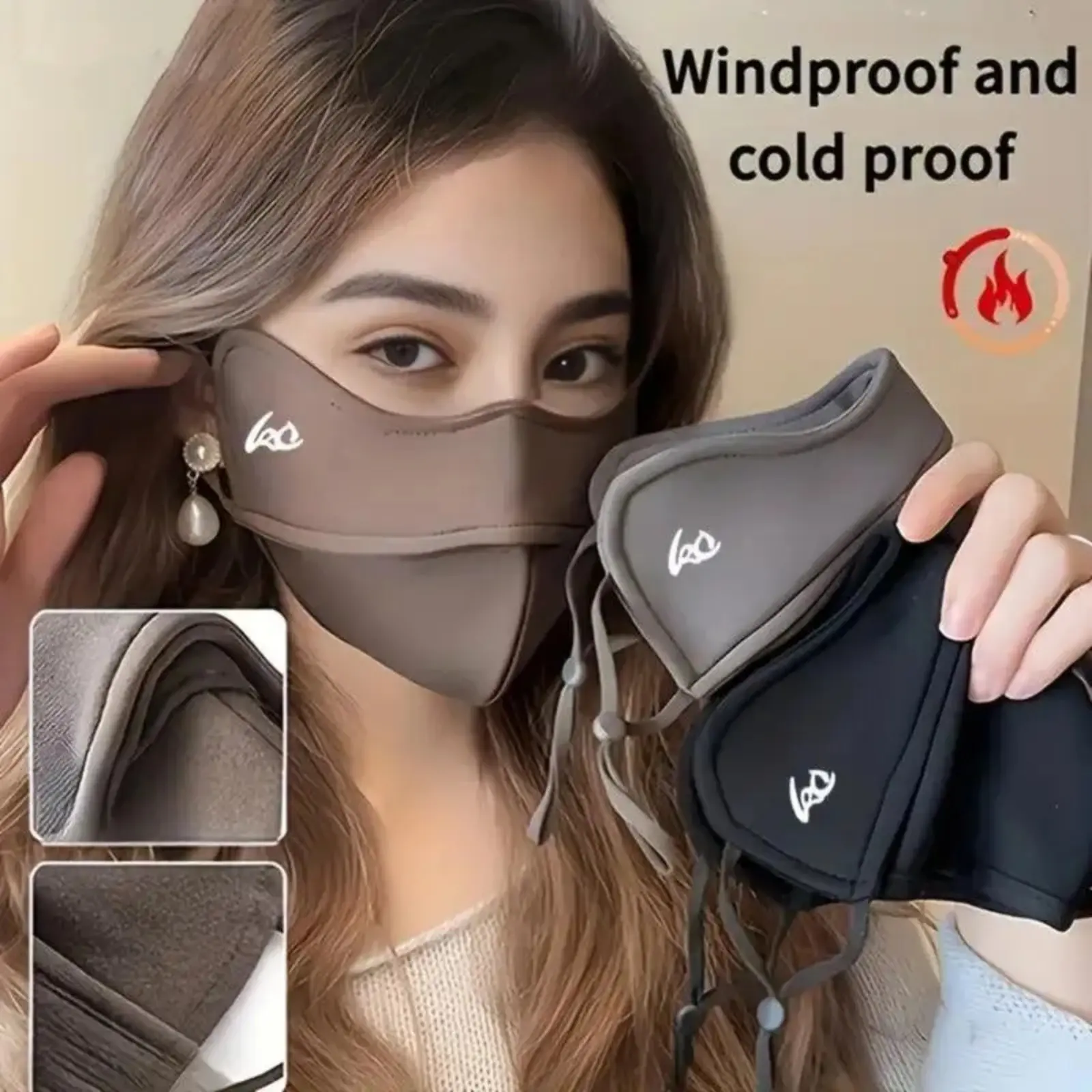 Safety Reusable Mask 3-Pack, Thickened Solid Cloth Face Cover with Adjustable Loops, Windproof & Breathable for Outdoor Sports, Eco-Friendly