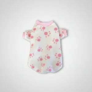 Pink paw print fleece dog sweater