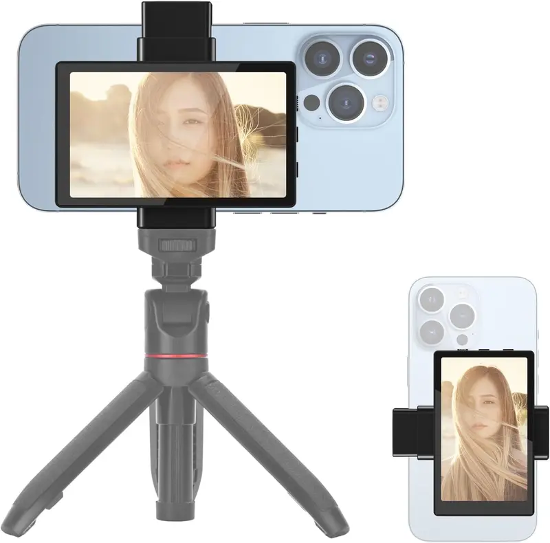 Newmowa Vlog Selfie Monitor Screen for iPhone & Samsung 4K 30fps Wired Recording Magnetic Phone Holder Live Screen Sharing Smartphone Vlogging Kit Ideal for TikTok Live Streams
