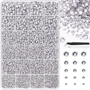 #Summervibes 34000Pcs Resin Rhinestones for Bedazzling, Silver Clear Flatback Gems for Diamond Art, Crystal Bedazzler Kit with Gifted Tools for Nail Art Crafting Clothing Book Makeup bedazzled