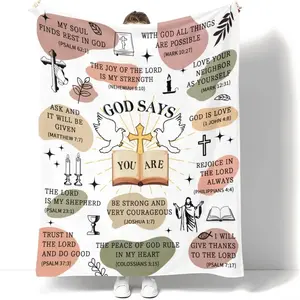 Baptism Gifts for Boys Kids Inspirational Bible Jesus Blanket Confirmation Sobriety Spiritual Christian Gifts Religious Throws (Yellow,50''x60''), blanket plushthin quilt holiday gift