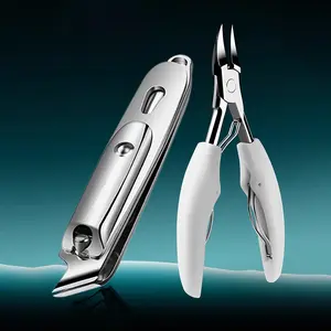 High-End Single Nail Clipper Set, Large Slanted Cuticle Nipper, Home Use Flat Mouth Nail Clippers, 2-Piece Kit for Ingrown Toenails Removal, Pedicure Tools