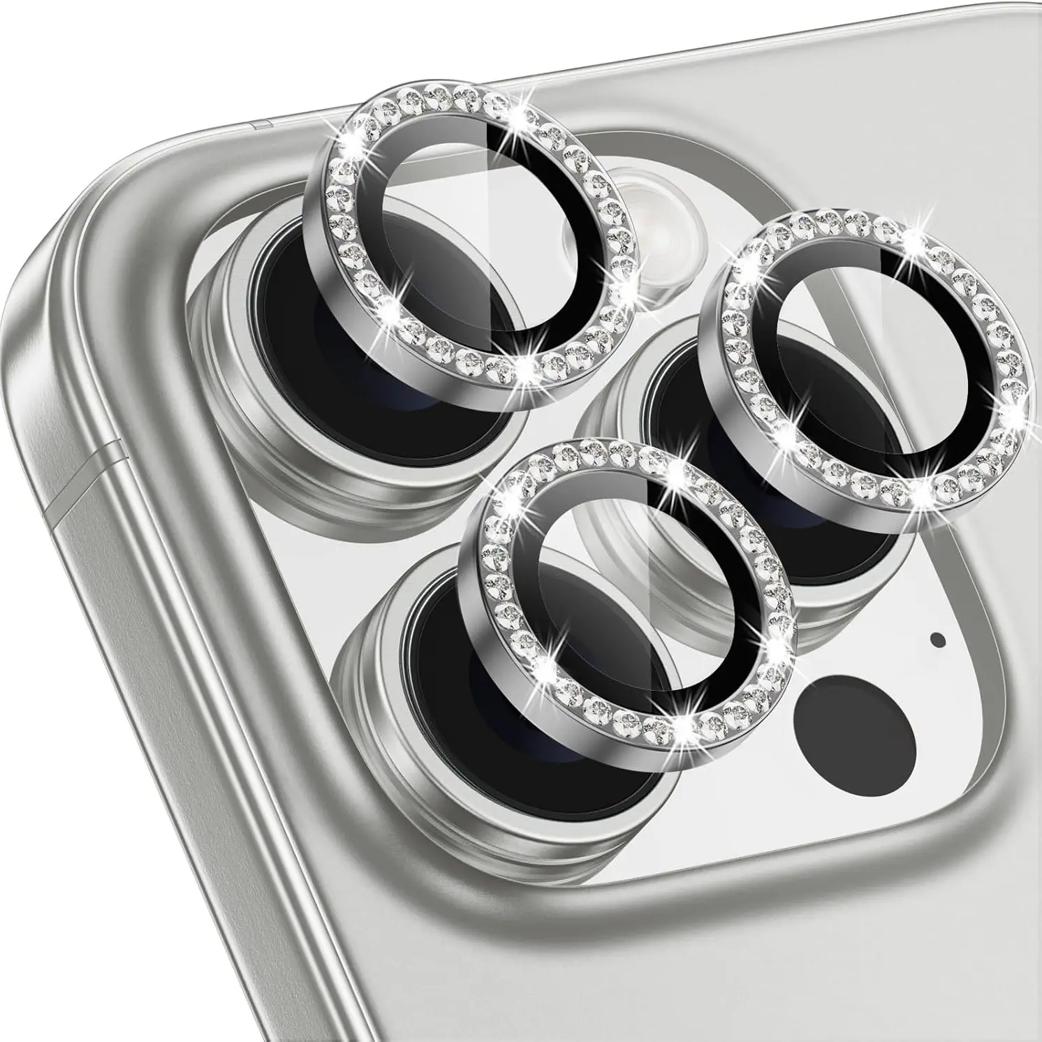Silver Color Aluminum Alloy 9h Tempered Glass Protective Smartphone Camera Lens Protector for iPhone 17/16/15/14/13/12/11 Pro Max, High Transparency Edge Protection Case Accessories, Mobile Phone Accessories