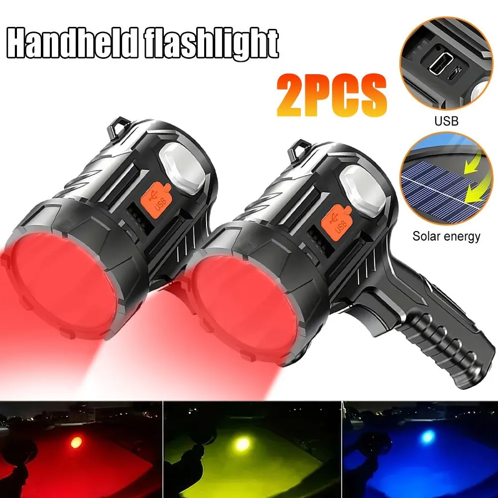 2PCS Lightweight Waterproof Multifunctional Rechargeable LED Headlights - Solar-USB Charging, 1800mAh, 300000lm, 300g, 30cm/11.81in, USB Cable, Car Exterior Decoration Lighting, Ideal Gift for Car Enthusiasts, Headlight Waterproof, Lightweight Led Headlig