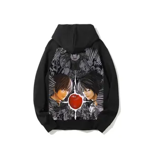 Death Note Light Yagami and L Hoodie Anime Graphic Japanese Style Clean Minimal Streetwear Unisex Couple Outfit Soft Cotton Fall Winter Gift