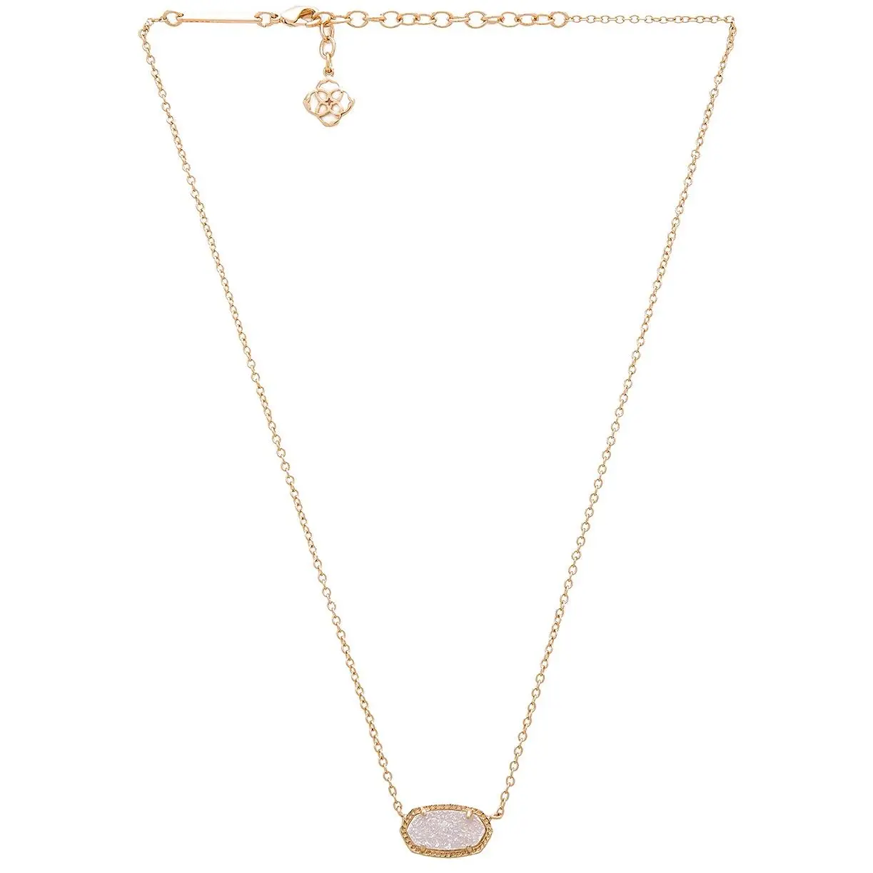 Kendra Scott Elisa Rose Gold Pendant Necklace - Unisex, Iridescent Drusy, Decorative & Shiny Silver Necklaces & Pendants - 4217713833
