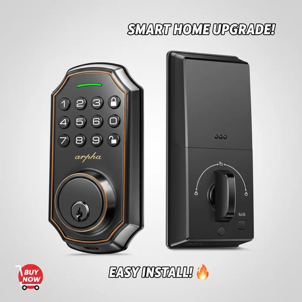 ARPHA D180 Keyless Door Lock, Anti-Peeping Password Smart Deadbolt with 50 Codes, One-Touch Lock & Auto Lock, Easy Install, No APP, Without Handle