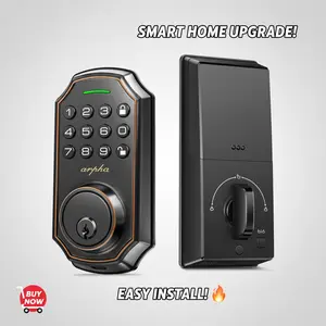ARPHA D180 Keyless Door Lock, Anti-Peeping Password Smart Deadbolt with 50 Codes, One-Touch Lock & Auto Lock, Easy Install, No APP, Without Handle