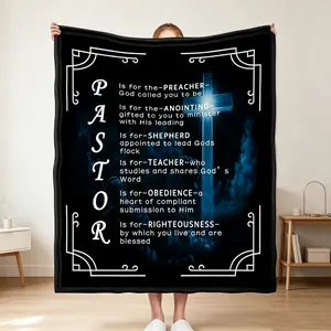 Pastor Appreciation Gift Blanket | Christian Cross Throw for Church Leaders, Preacher Thank You Gift, Faith Religious Fleece Blanket