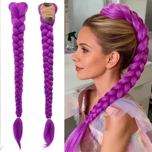 Anime Character Long Braid Ponytail Wig, Heat Resistant Fiber, Curly Wave, Halloween and Christmas Costume, Holiday Hair Accessory