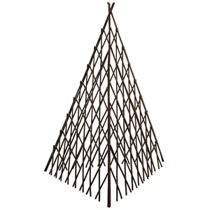 Expandable Brown Wood Obelisk Trellis – 48"/60" Teepee Plant Support for Garden