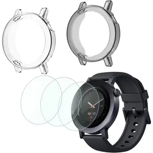 Smartwatch Screen Protector Compatible for CMF Watch 3 Pro Case TPU Soft Frame Cover and Tempered Glass Protective Film (Pack of 2)
