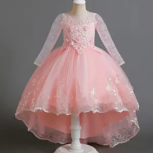 Flower Girl Dresses for Wedding Children Lace Pageant Long Gown Princess Birthday Party Formal Gala Costume Luxury Evening Dress