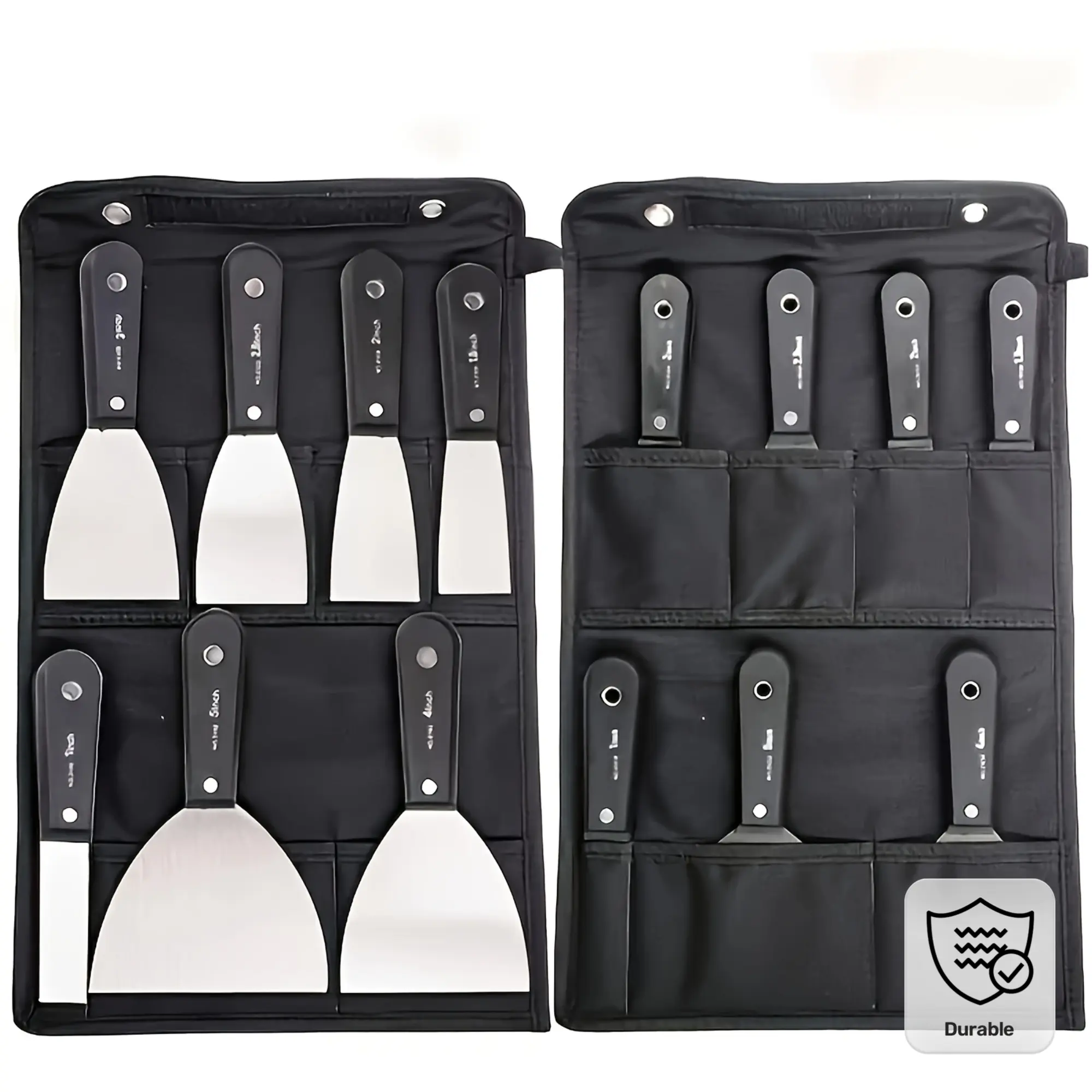 summerwins 7pcs Multi-Size Metal Stainless Steel Putty Tool Set with Durable Storage Bag for Storage Organization - Drywall Repair, Paint Scraping - Ideal for DIY Enthusiasts