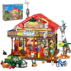 INSOON Country General Store Building Set for Adults with Lights, 1709 PCS Vintage Shop House Construction Building Block Kit, Home Decor Cabin Architecture Model for Women Men Teens Boys Girls 12+