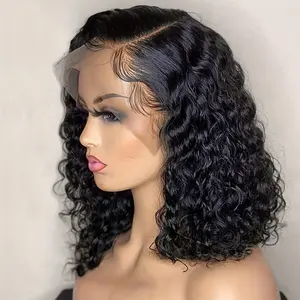 13x4 Curly Short Bob Wigs 10-16 Inch Lace Front Human Hair Deep Wave Wig Brazilian Pre Plucked Remy Closure Wigs For Women