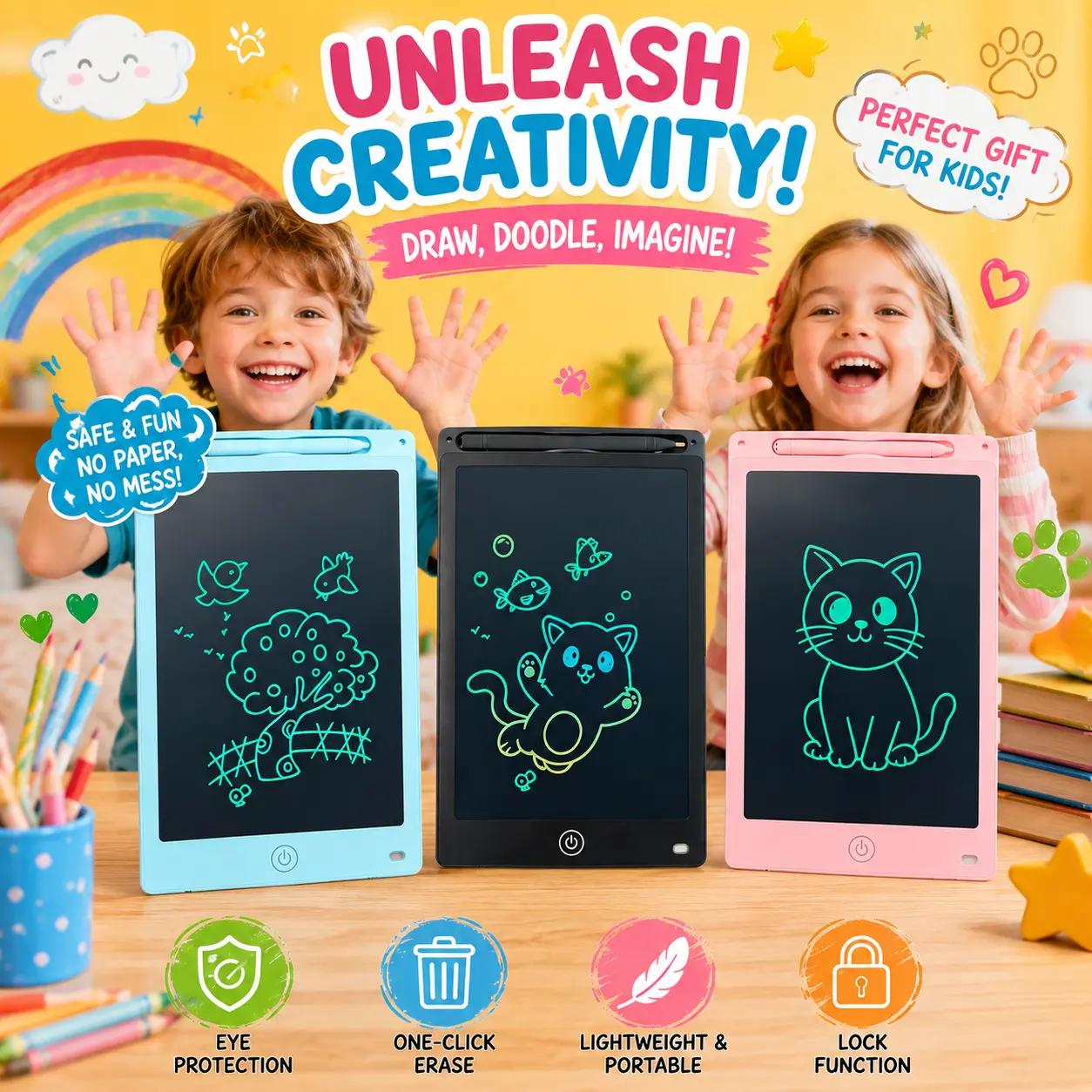LCD Writing Tablet,8.5 Inch Electronic Writing Drawing Pads Doodle Board Gift Travel Toys for Toddler Kids Boys Girls,Birthday Gift